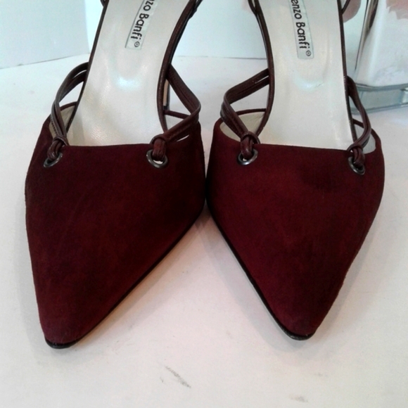 NEW ! Lorenzo Banfi burgundy pumps stiletto shoes pointy toe - Picture 4 of 10